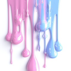 Abstract dripping paint in vibrant pink and blue hues, creating a playful and artistic effect.