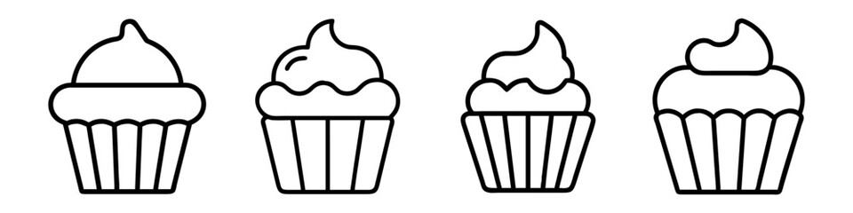 cupcake icon, cupcake line art - simple line art of cupcake, perfect for cupcake logos and icons