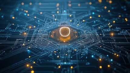 Intricate digital intelligence and computational power visual representation with abstract fractal circuit board patterns interconnected networks and futuristic technological design