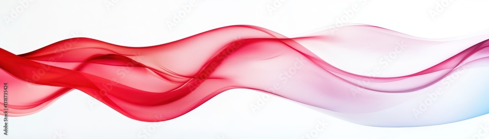 Poster abstract animated graph lines moving in the air in soft red and white tones