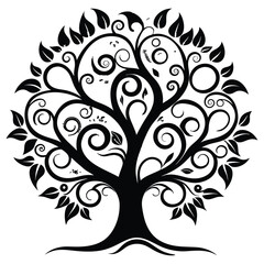 Obraz premium Elegant Decorative Tree Silhouette with Swirling Branches