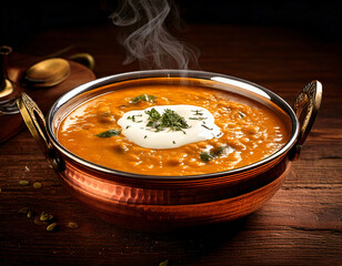 A steaming bowl of dal makhani