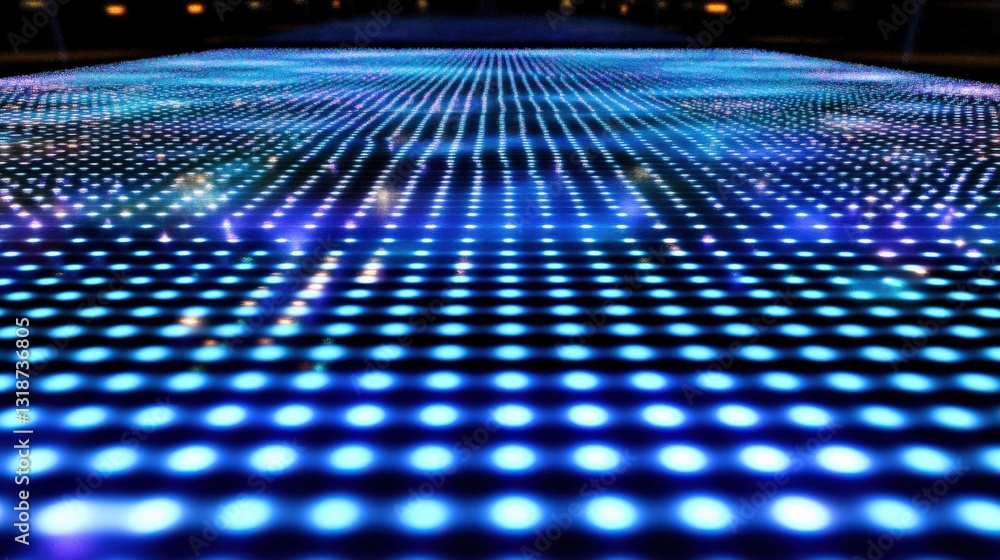Poster vibrant illuminated floor pattern with colorful lights creating a dynamic visual effect at night