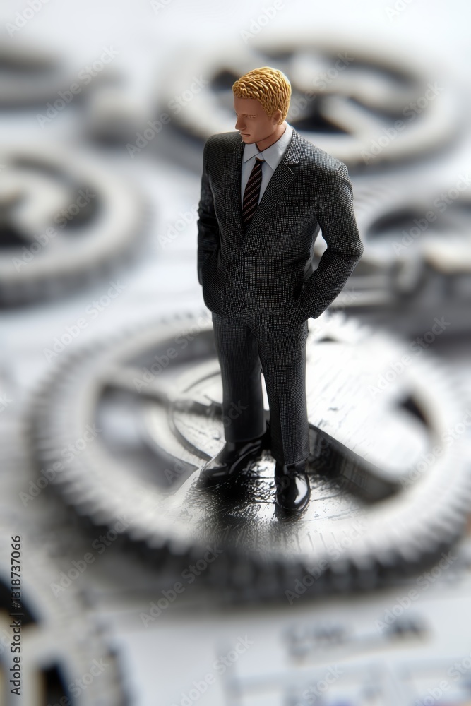 Poster project management concept with gears, business and optimization.