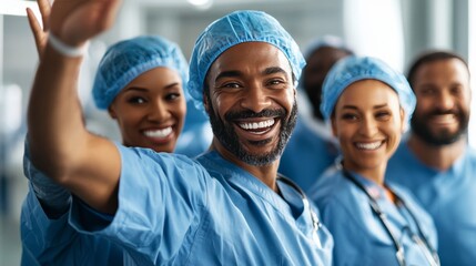 Surgical Team Celebrating Success with High-Fives After Saving Lives