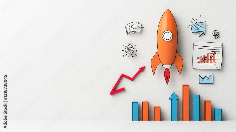 Poster innovative business growth and digital transformation visualized through a visually appealing infogr