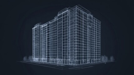 Fototapeta premium Architectural blueprint of a modern high-rise building