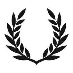 Black Laurel Wreath Icon Symbolizing Victory and Achievement