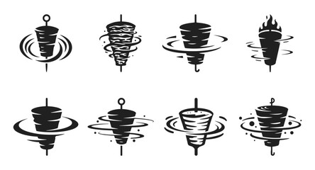 Modern vector illustration doner kebab logo designs for Turkish and Arab fast food restaurants offer a different identity.