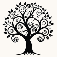 Elegant Decorative Tree Silhouette with Swirling Branches