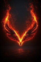 Fototapeta premium Phoenix wings rising from flames symbolize resilience and overcoming challenges.