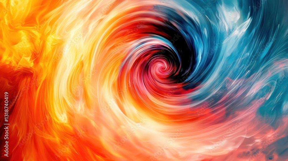 Poster colorful swirl vortex, abstract background with vibrant hues and dynamic motion that creates a mesme
