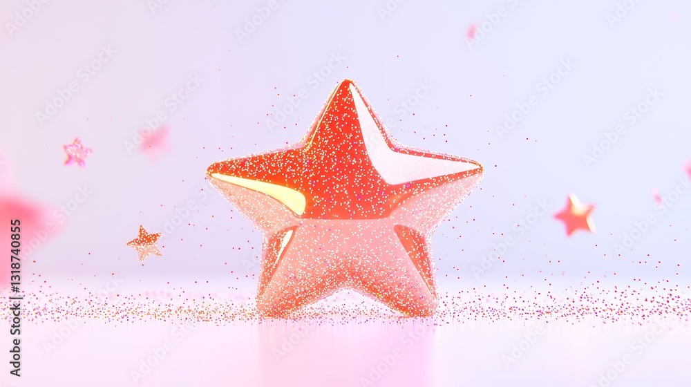 Poster glowing five-star testimonial in 3d vector motion graphics, showcasing excellence and satisfaction i