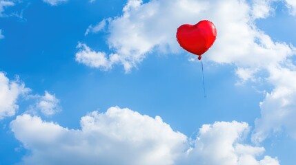 Fototapeta premium Heart-shaped balloon floating in a blue sky
