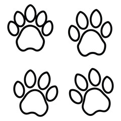 Fototapeta premium Cute cat paws vector illustration set. Cartoon cat paws clipart