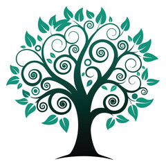 Elegant Decorative Tree Silhouette with Swirling Branches