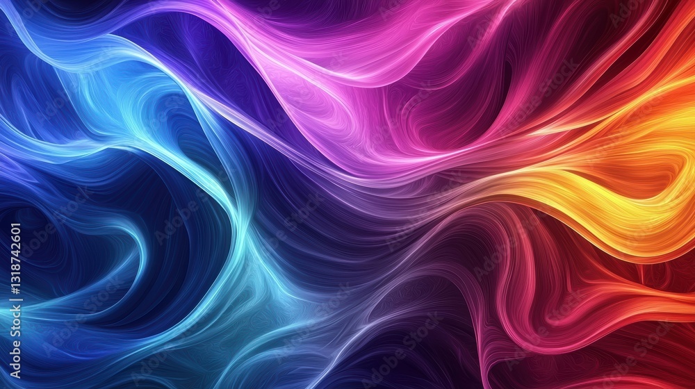 Poster abstract background featuring colorful waves and vibrant fluid art designs, creating a mesmerizing v