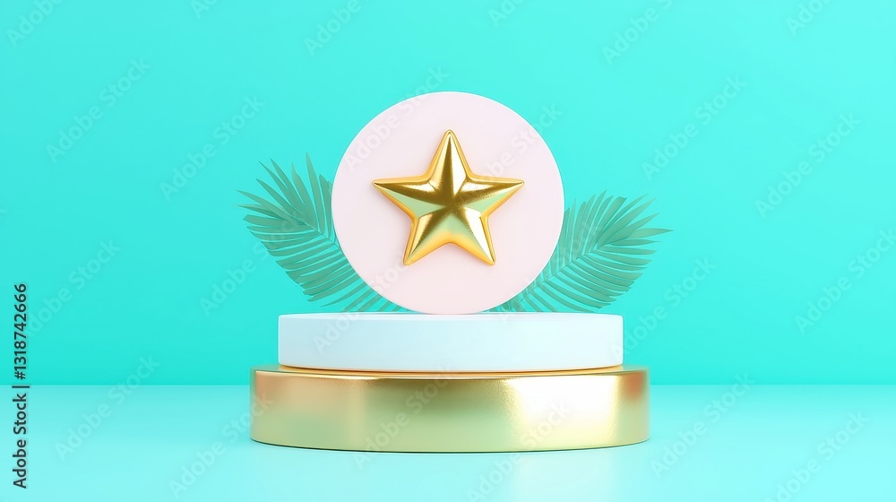 Poster 3d vector motion graphic with a stellar customer approval stamp, featuring an open layout and except