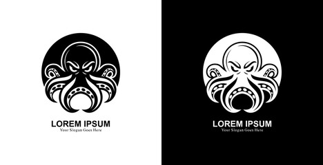 octopus shaped logo design combined with a circle