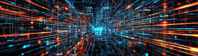 Fototapeta premium scaling digital business automation with vibrant lines light.