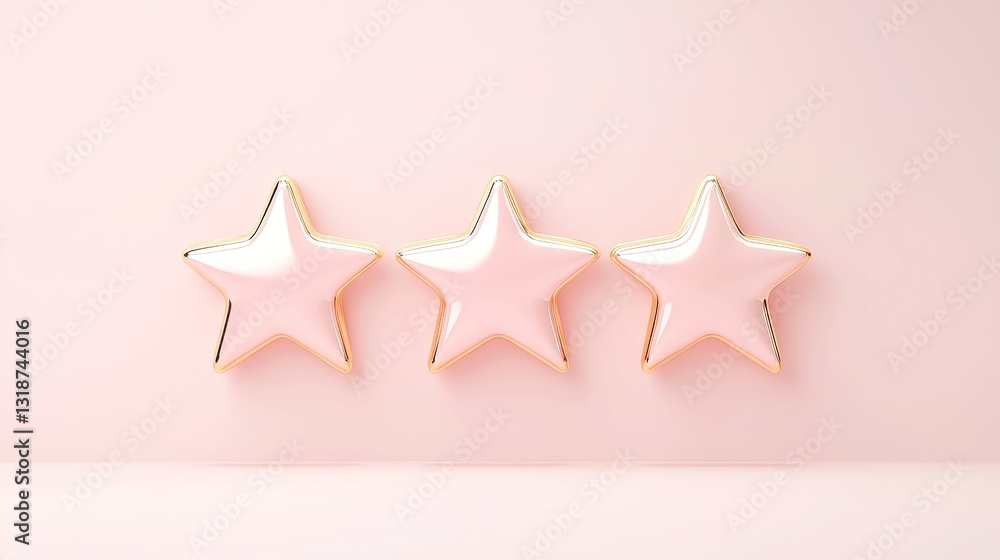 Poster glowing five-star review animation, dynamic 3d vector design, captivating motion graphics, symbolizi