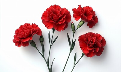 Obraz premium A striking arrangement of vibrant red carnations perfect for floral design, weddings, or greeting cards. Ideal for spring events, anniversaries, or celebrations.