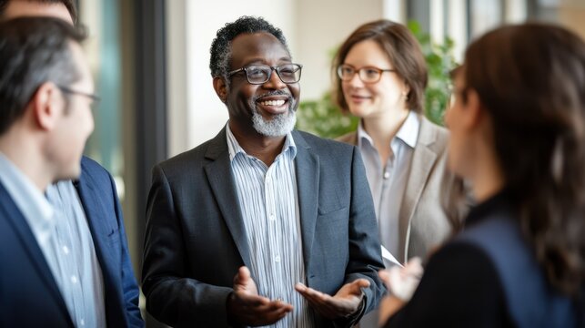 Senior businessman leading a meeting with his team in the office