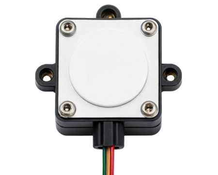 Small electronic sensor with wires on a transparent background