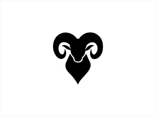 Simple black and white silhouette of a ram's head.