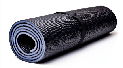 Rolled Dark Gray Foam Mat with Blue Edging and Black Strap