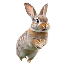 Fototapeta premium A Cheerful Easter Bunny Hopping Through a Field Isolated on Transparent Background