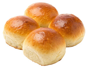 Freshly baked bread rolls isolated on a transparent background, Generative AI.