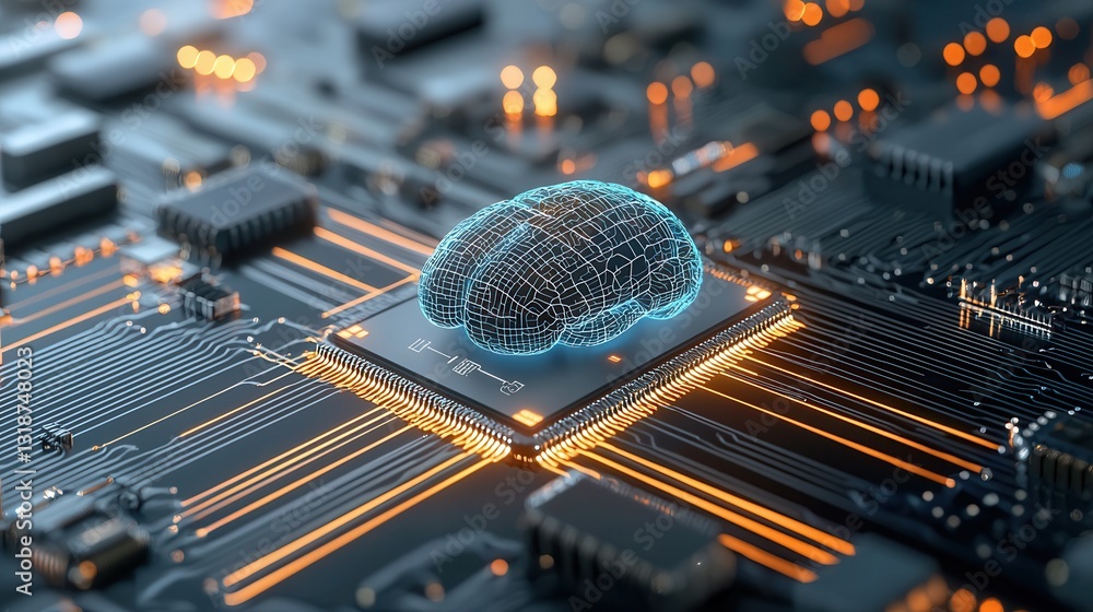 Poster futuristic learning visualization of advanced intelligence technology conceptual digital background 