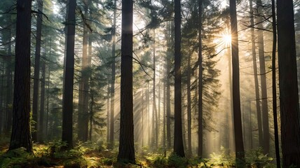 Obraz premium A forest with trees in the foreground and background
