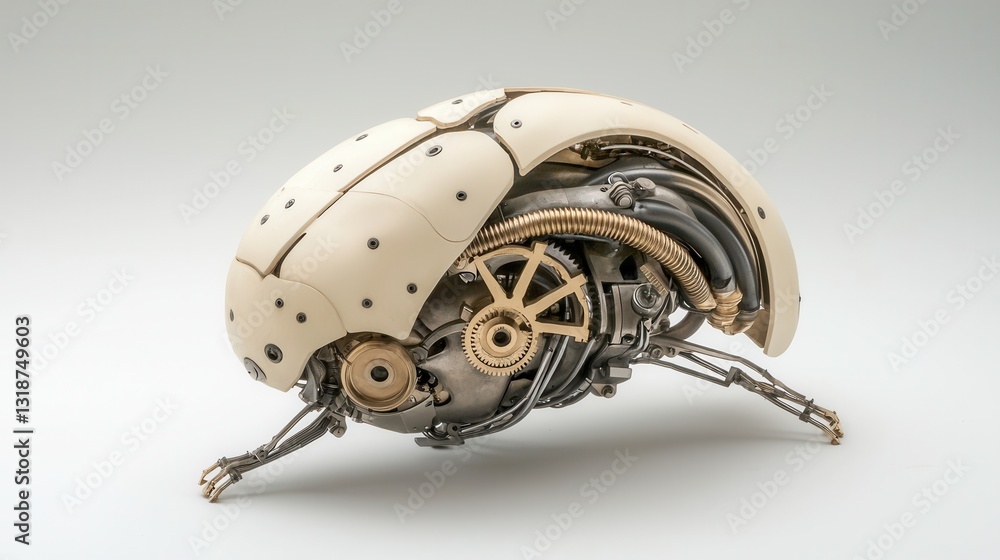 Poster highly detailed close up image of a complex mechanical steampunk style clockwork mechanism made of b