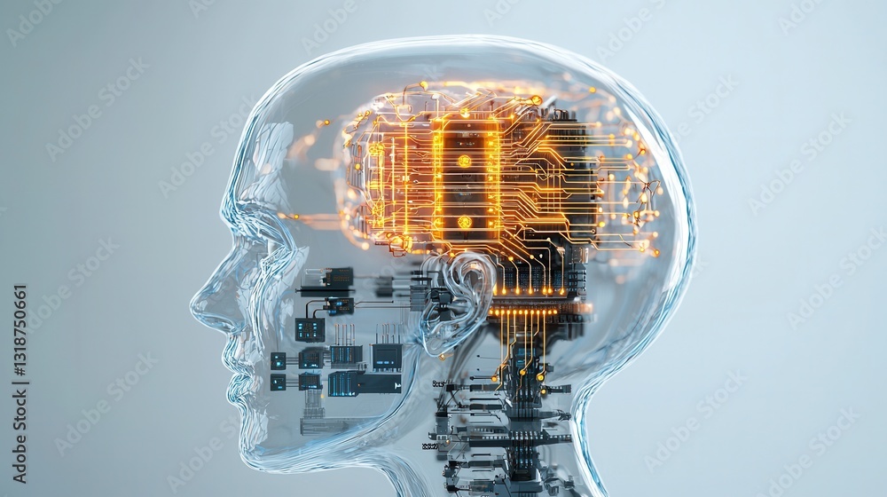 Poster highly detailed digital showcasing an advanced futuristic brain and neural network system the image 