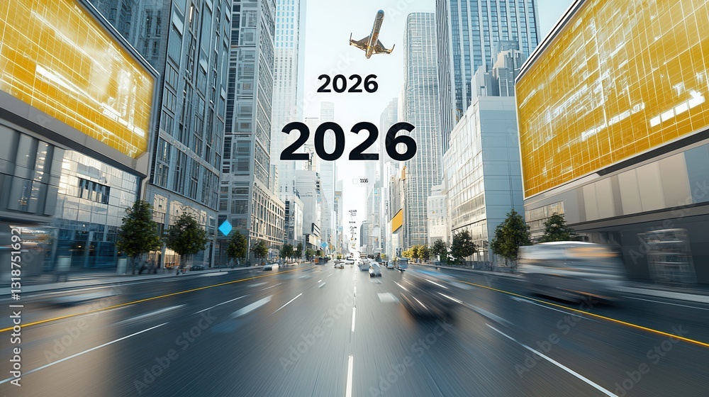 Poster highly detailed 3d rendered image of a futuristic floating city with towering skyscrapers busy roads