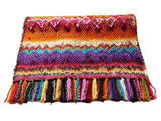 Obraz premium A vibrant textile showcasing intricate patterns and colors, representing cultural heritage and traditional craftsmanship.