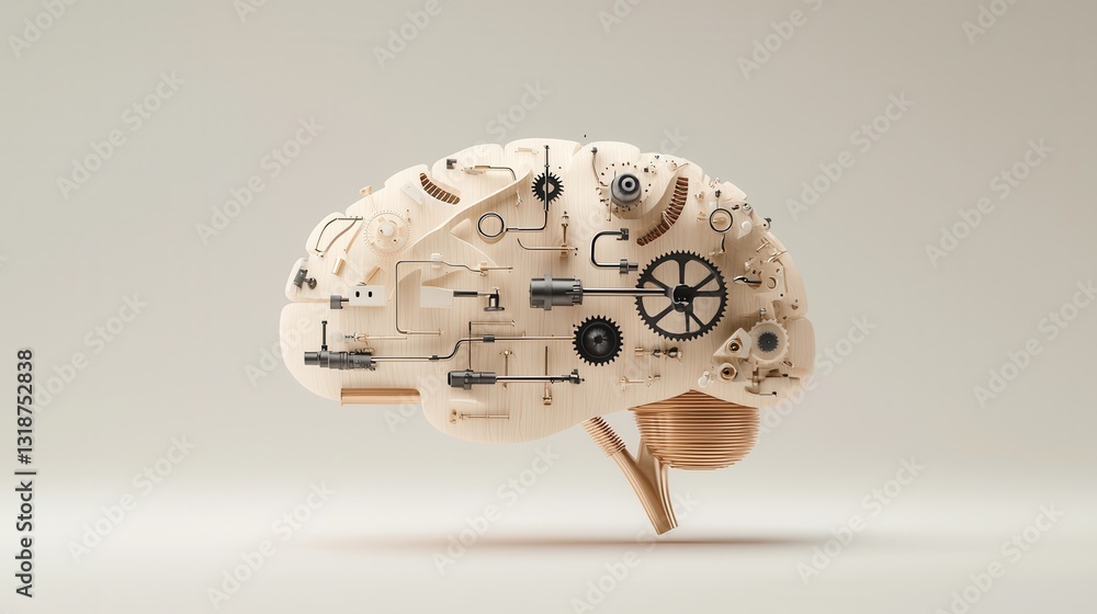 Poster highly detailed steampunk mechanical brain composed of intricate electronic components a conceptual 