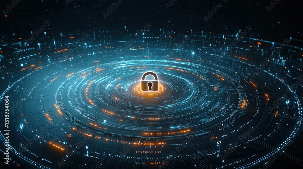 Poster high tech cyber security defense system representing advanced digital protection and surveillance te