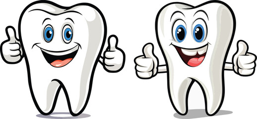 Cartoon tooth giving thumbs up vector