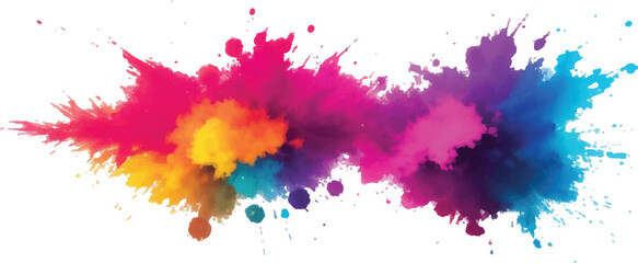 
Lively and Bold Watercolor Stains and Brush Strokes in an Explosive Burst of Colors, Creating a Modern Abstract Design on a Crisp White Canvas, Bringing a Dynamic Artistic Expression.
