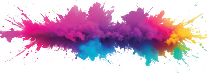 
Lively and Bold Watercolor Stains and Brush Strokes in an Explosive Burst of Colors, Creating a Modern Abstract Design on a Crisp White Canvas, Bringing a Dynamic Artistic Expression.
