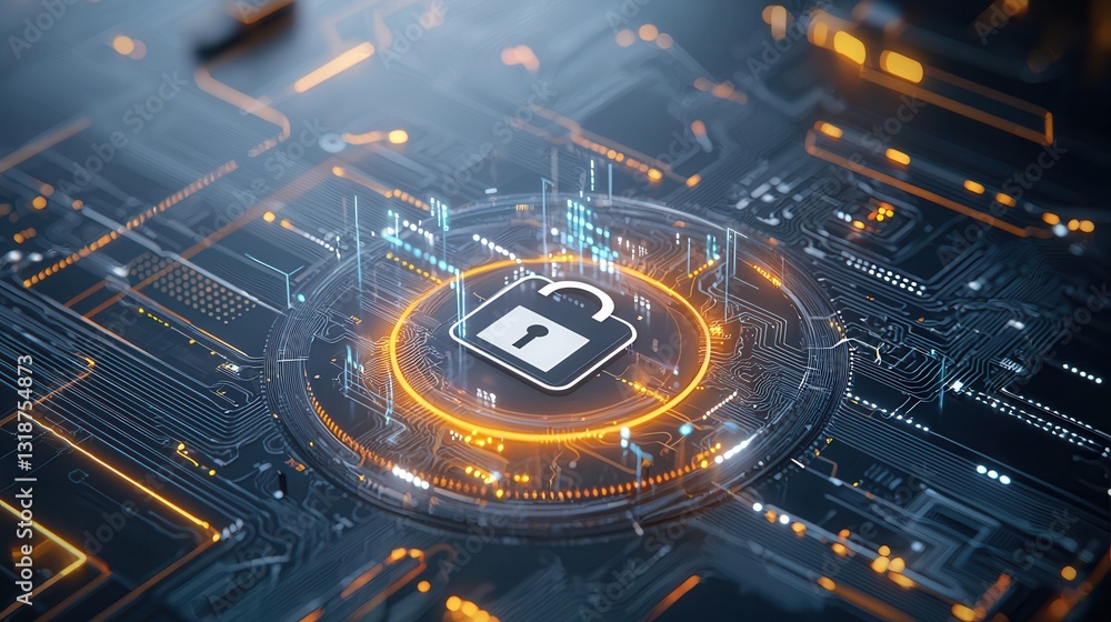 Poster high tech cybersecurity visualization with radiant futuristic interface a digital dashboard showcasi