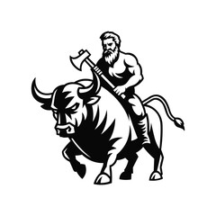 Man on a bull vector