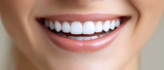 Obraz premium Smiling mouth showing teeth, lips and skin