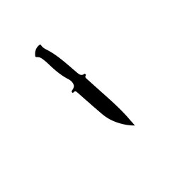 Black Survival knife flat silhouette vector illustration on white background