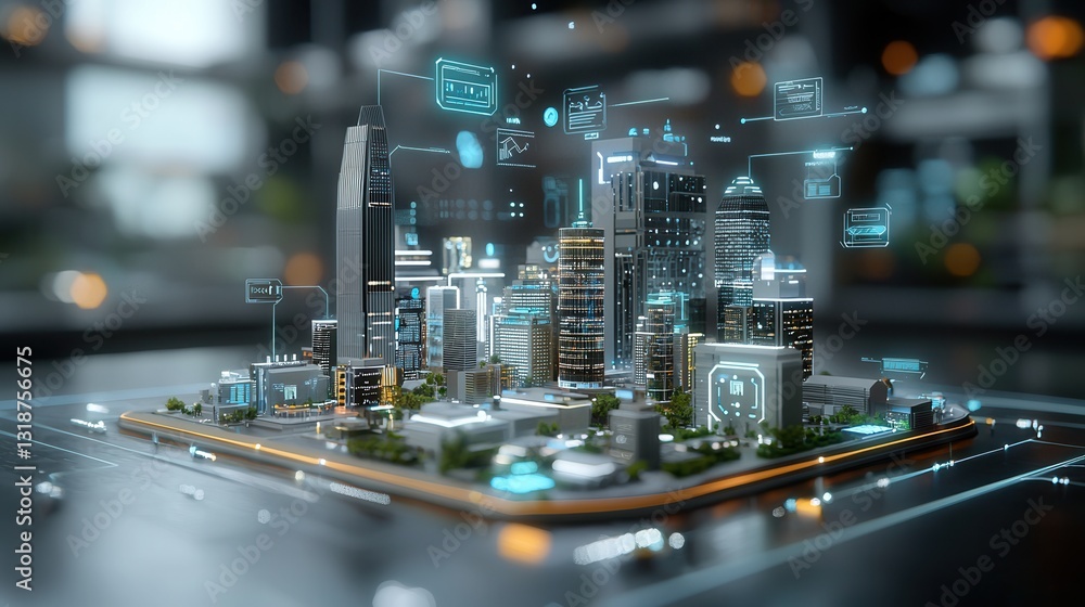 Aufkleber futuristic cityscape showcasing a 3d render of a high tech innovative urban development concept the 