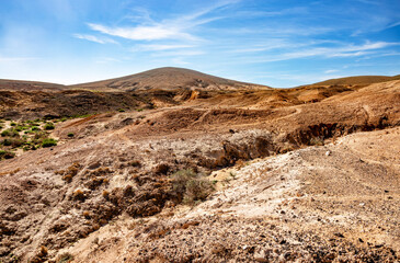 Arid landscape, Island Fuerteventura, Canary Islands, Spain, Europe.