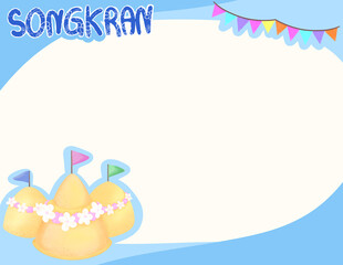 Blue background and Songkran Day illustration